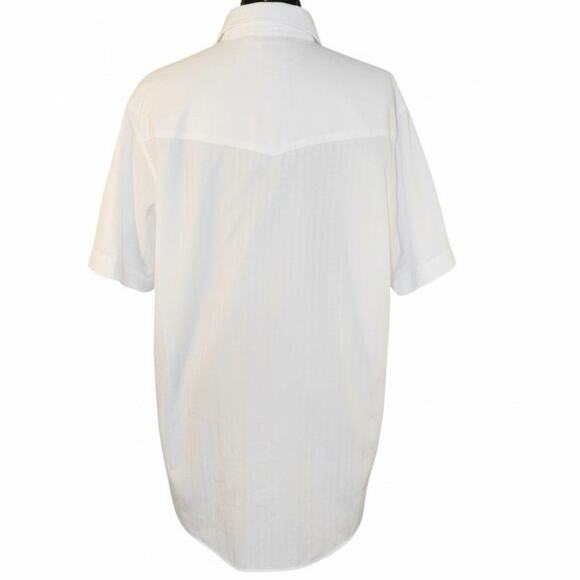 Ely Cattleman White Pearl Snap Short Sleeve Western Shirt Men’s L (16.5) - Picture 3 of 5